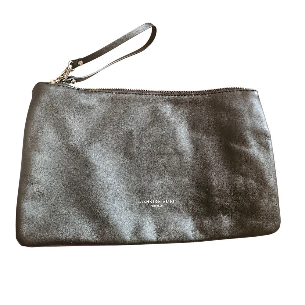 Black Gianni Chiarini Firenze Leather Wristlet Clutch